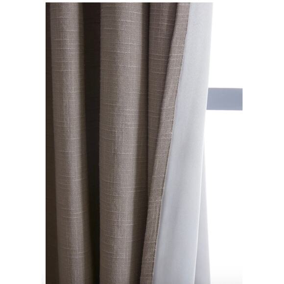 Quince Luxury Cotton Slub Room Darkening Curtain Panel 48X84 Grey New #13 - Picture 3 of 5